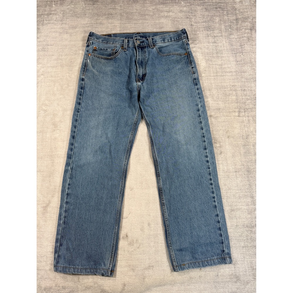 Levis Jeans Mens 34x28 Blue 505 Regular Fit Straight Leg Denim Classic Workwear